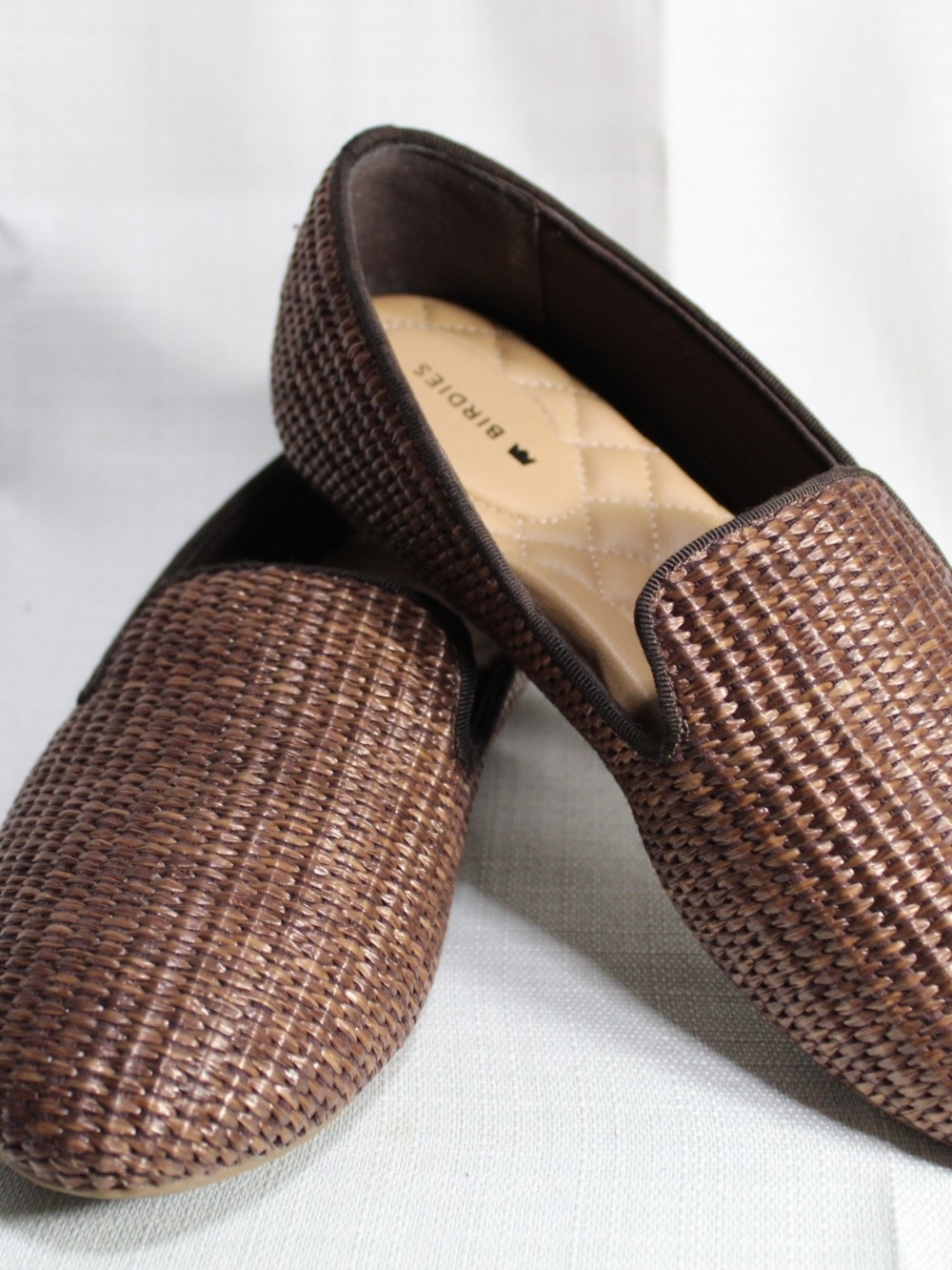 Birdies Brown Woven Slip-On Loafers